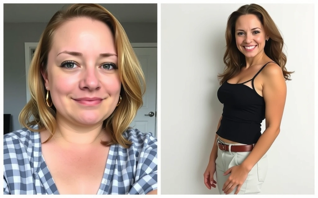 Before and after comparison of Sarah M.